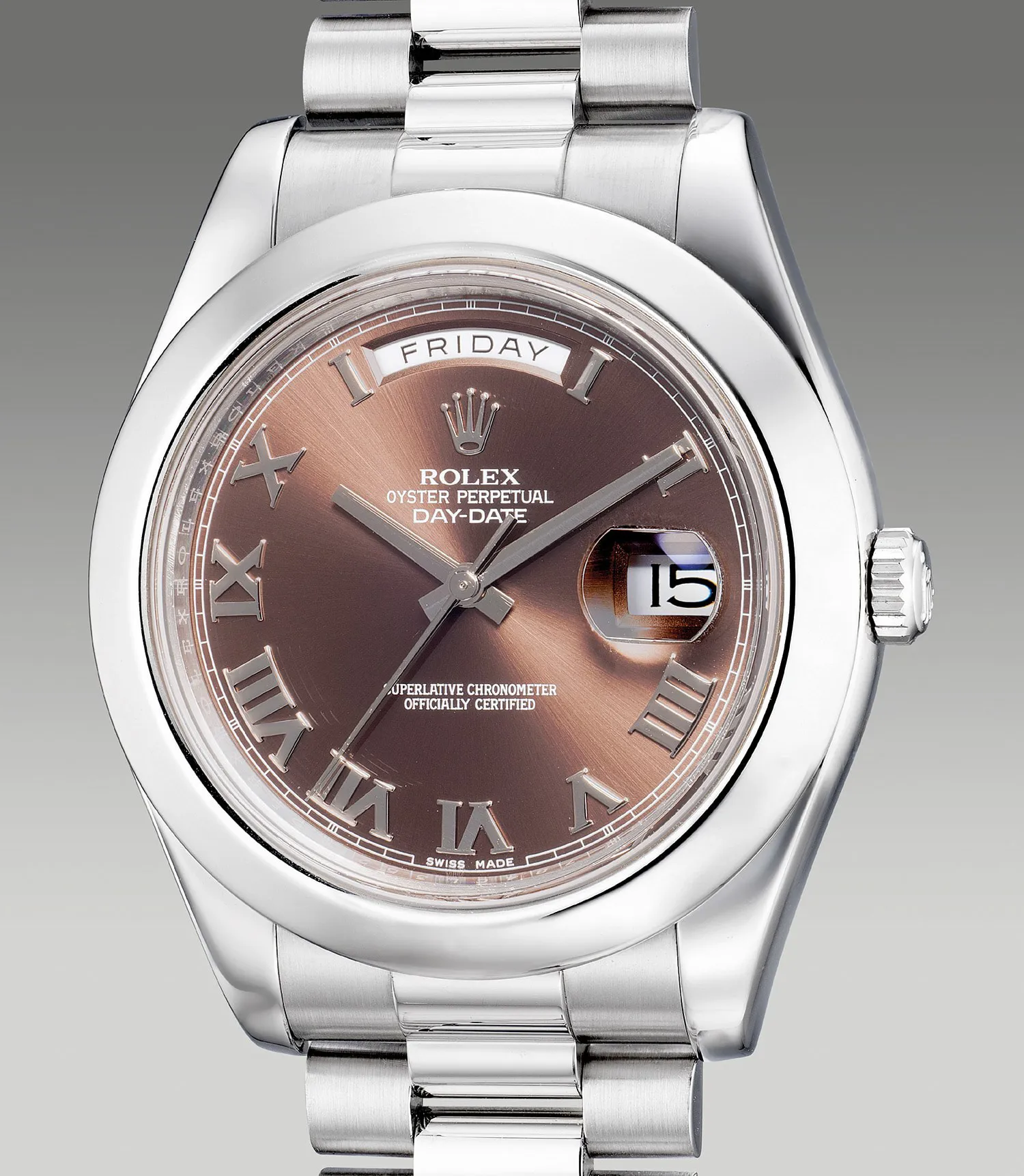 Rolex Day-Date II 218206 41mm Platinum Rich chocolate