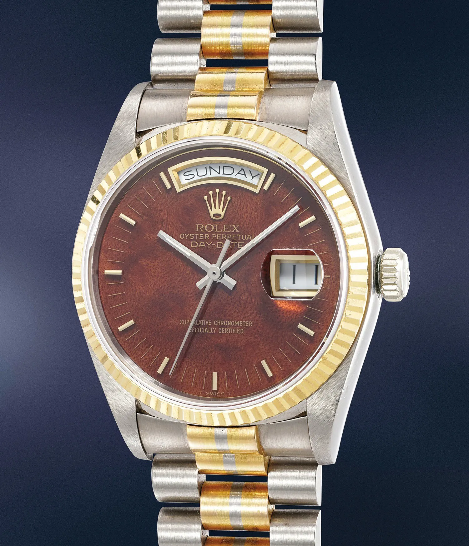 Rolex Day-Date 18039B 36mm White gold and Yellow gold Briarwood