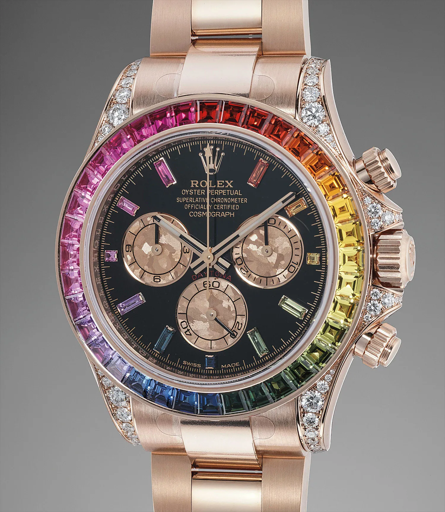 Rolex Daytona 116595RBOW 40mm Rose gold and Diamond and Sapphire Black