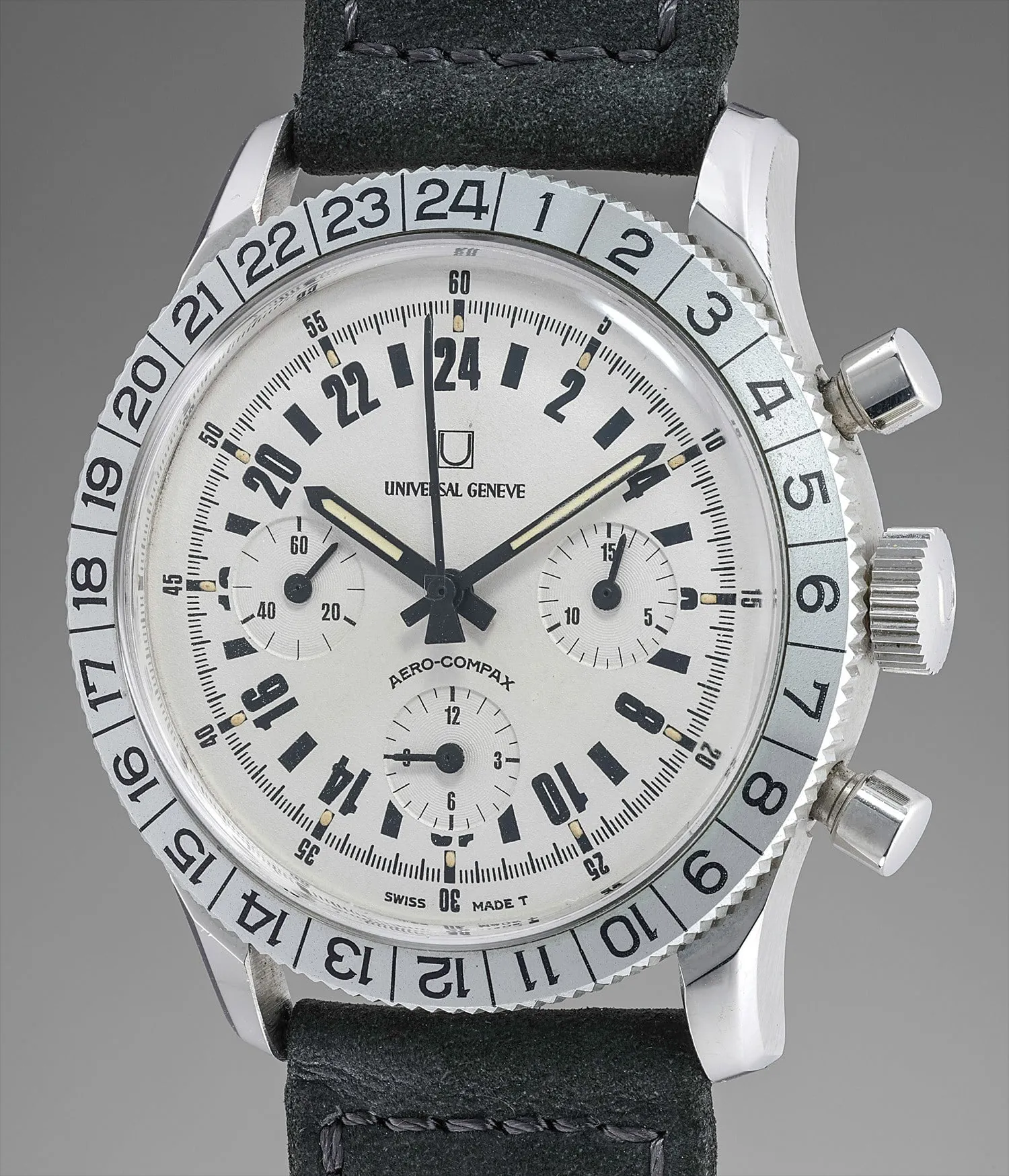 Universal Genève Aero-Compax 890101/01 41mm Stainless steel White