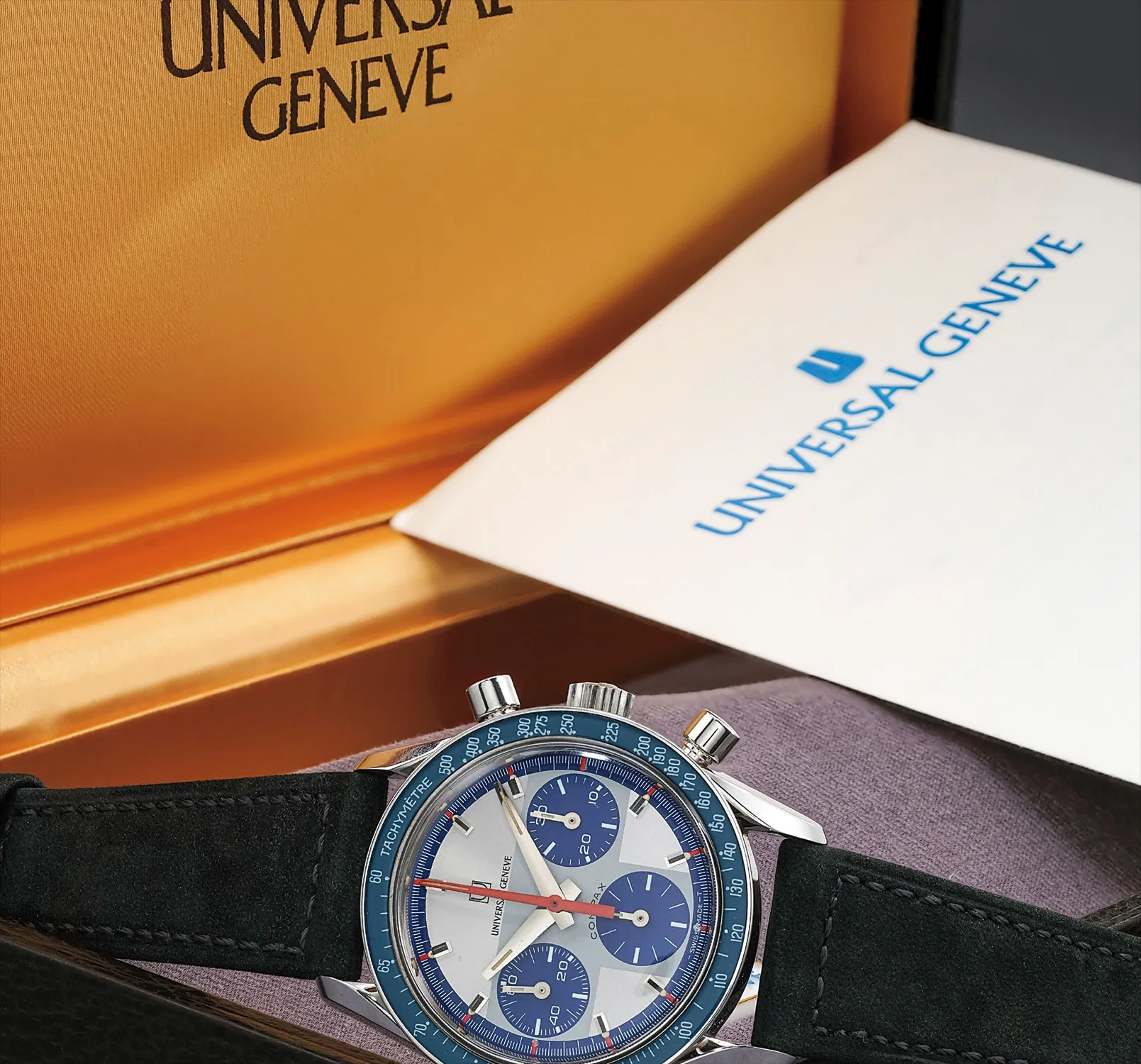 Universal Genève Compax Exotic Nina 885'107 36mm Stainless steel Silver and blue 1