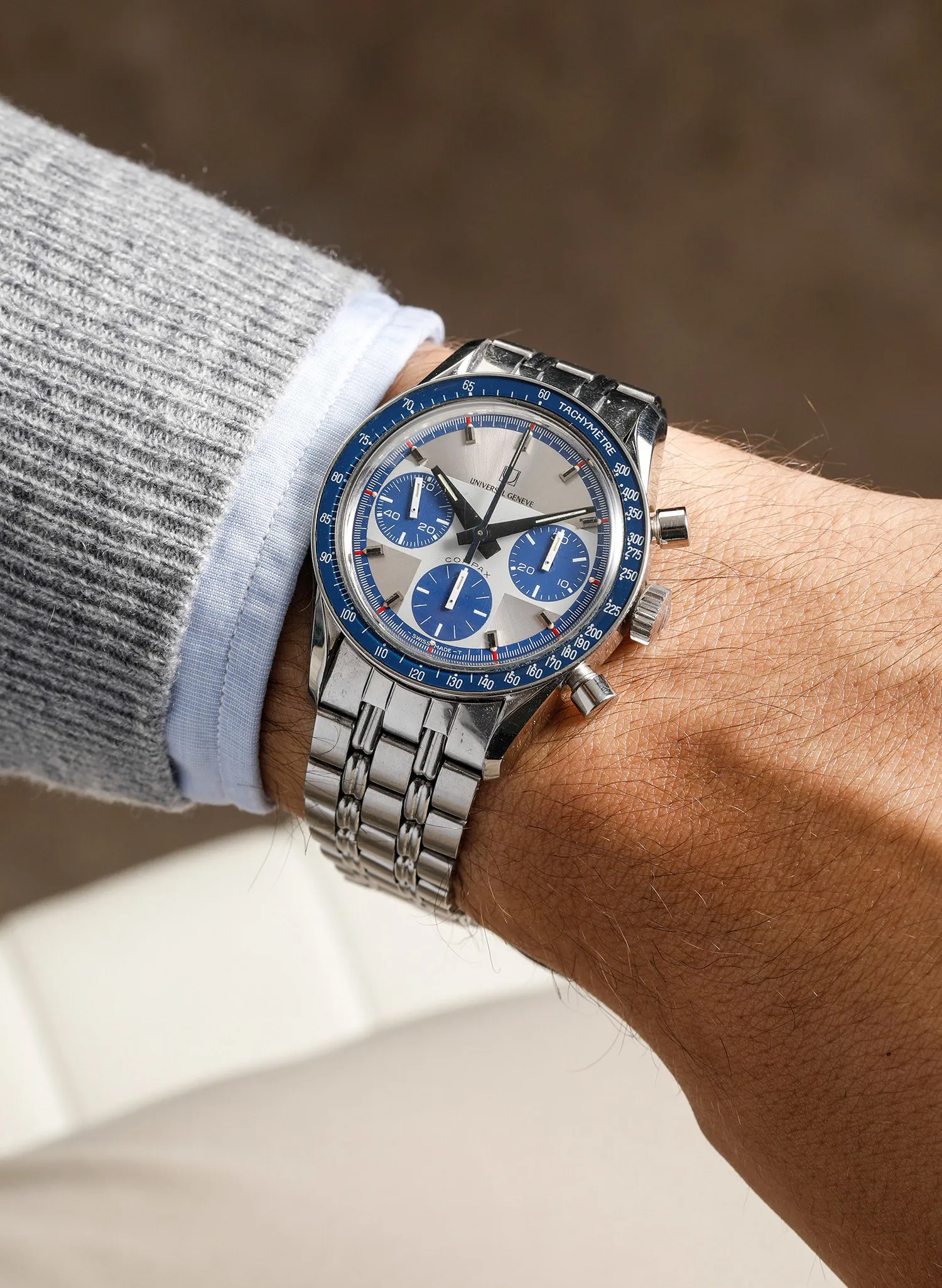 Universal Genève Compax 885'107 36mm Stainless steel Blue 3