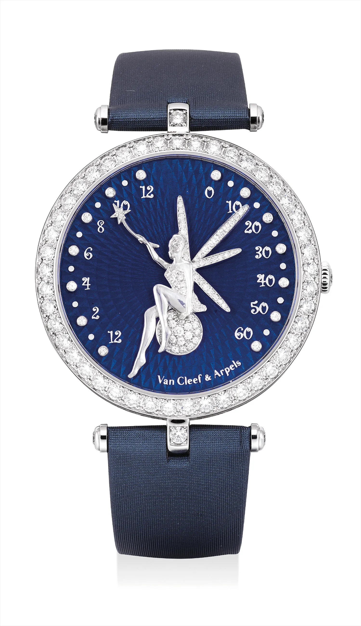 Van Cleef & Arpels Lady Arpels Féerie 3482122 38mm White gold and Diamond Blue guilloché enamel