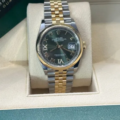 Rolex Datejust 36 126203 36mm Yellow gold and Stainless steel Green