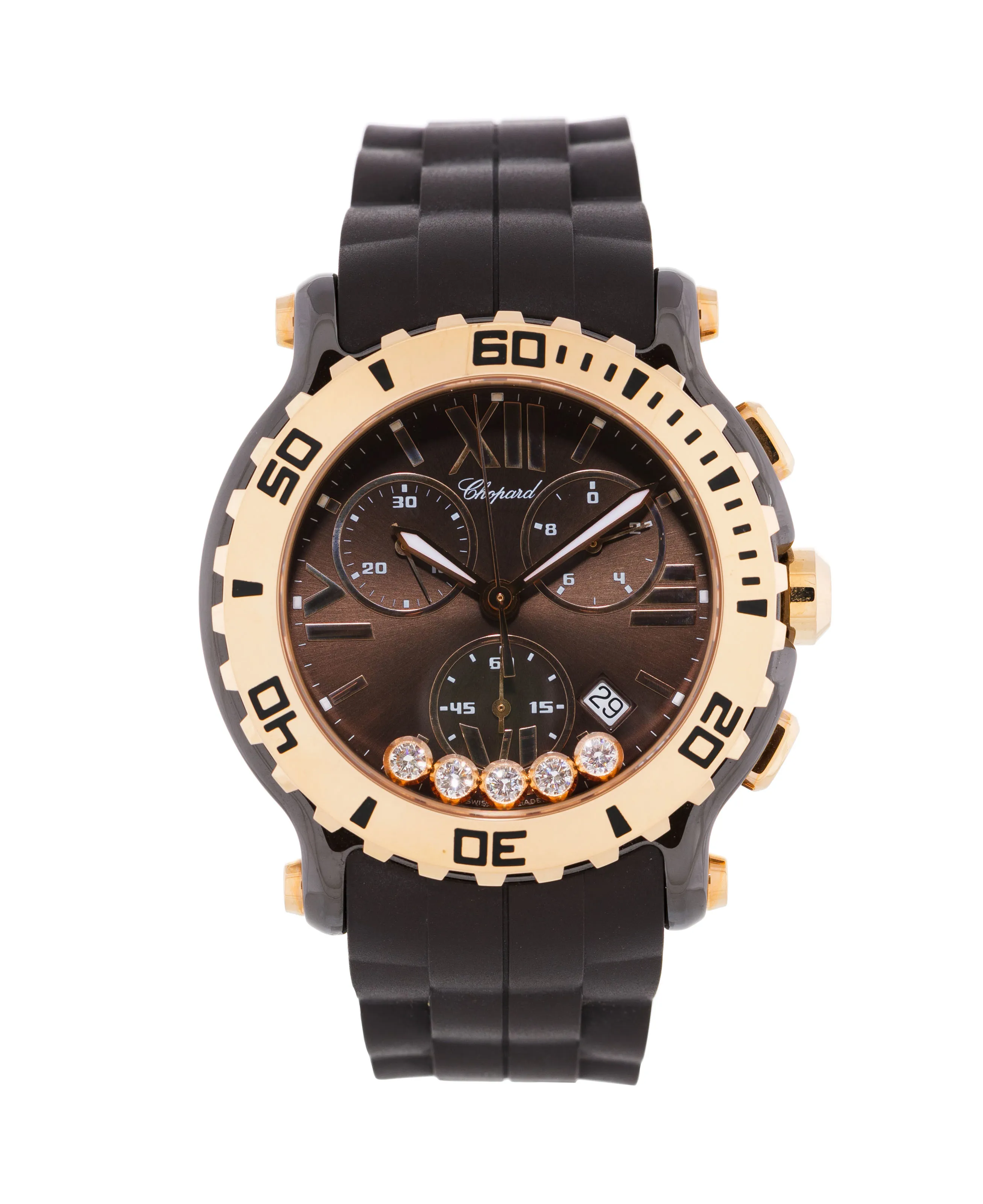 Chopard Happy Sport 8515 41mm Ceramic and rose gold Brown