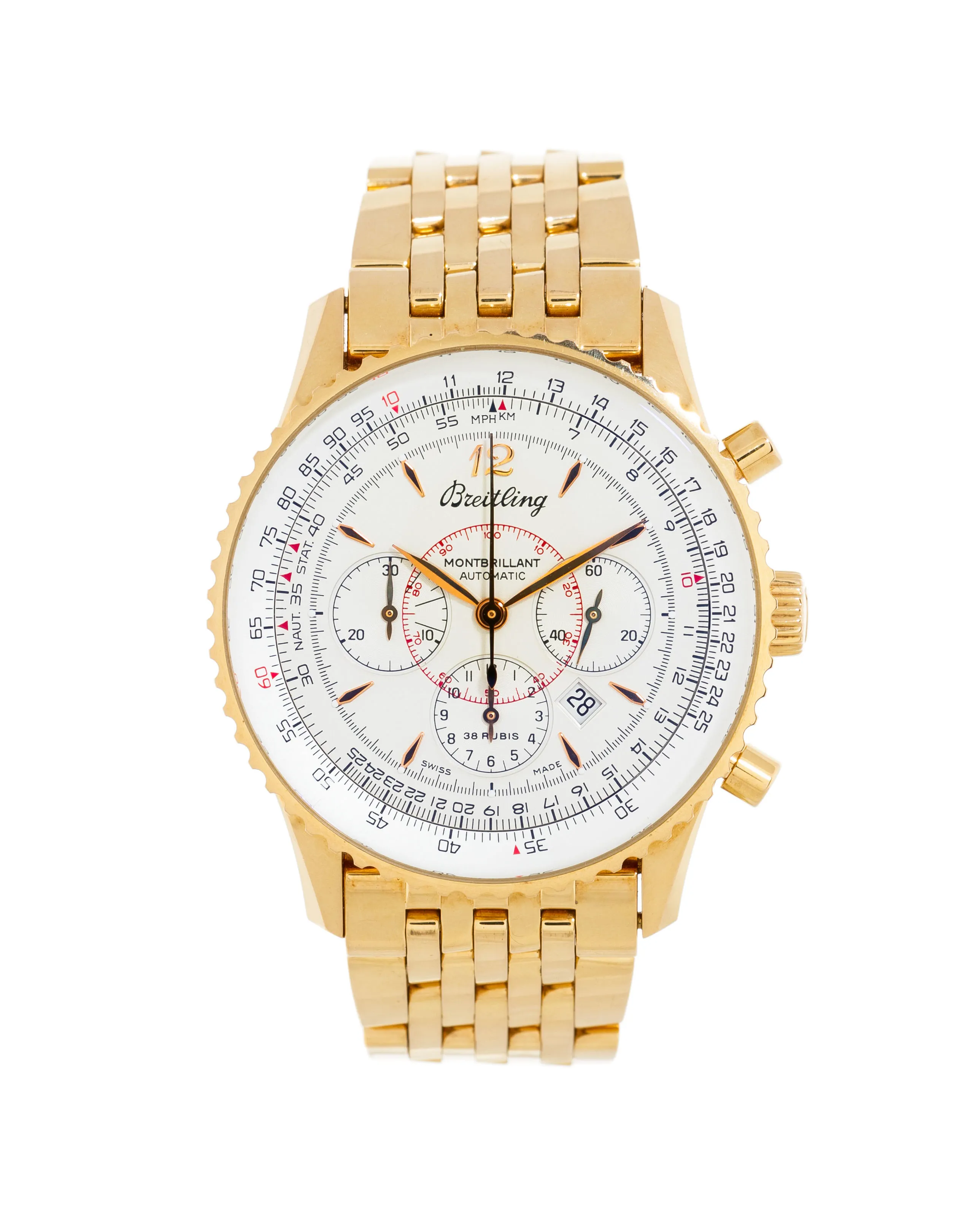 Breitling Montbrillant H41330 38mm Yellow gold White
