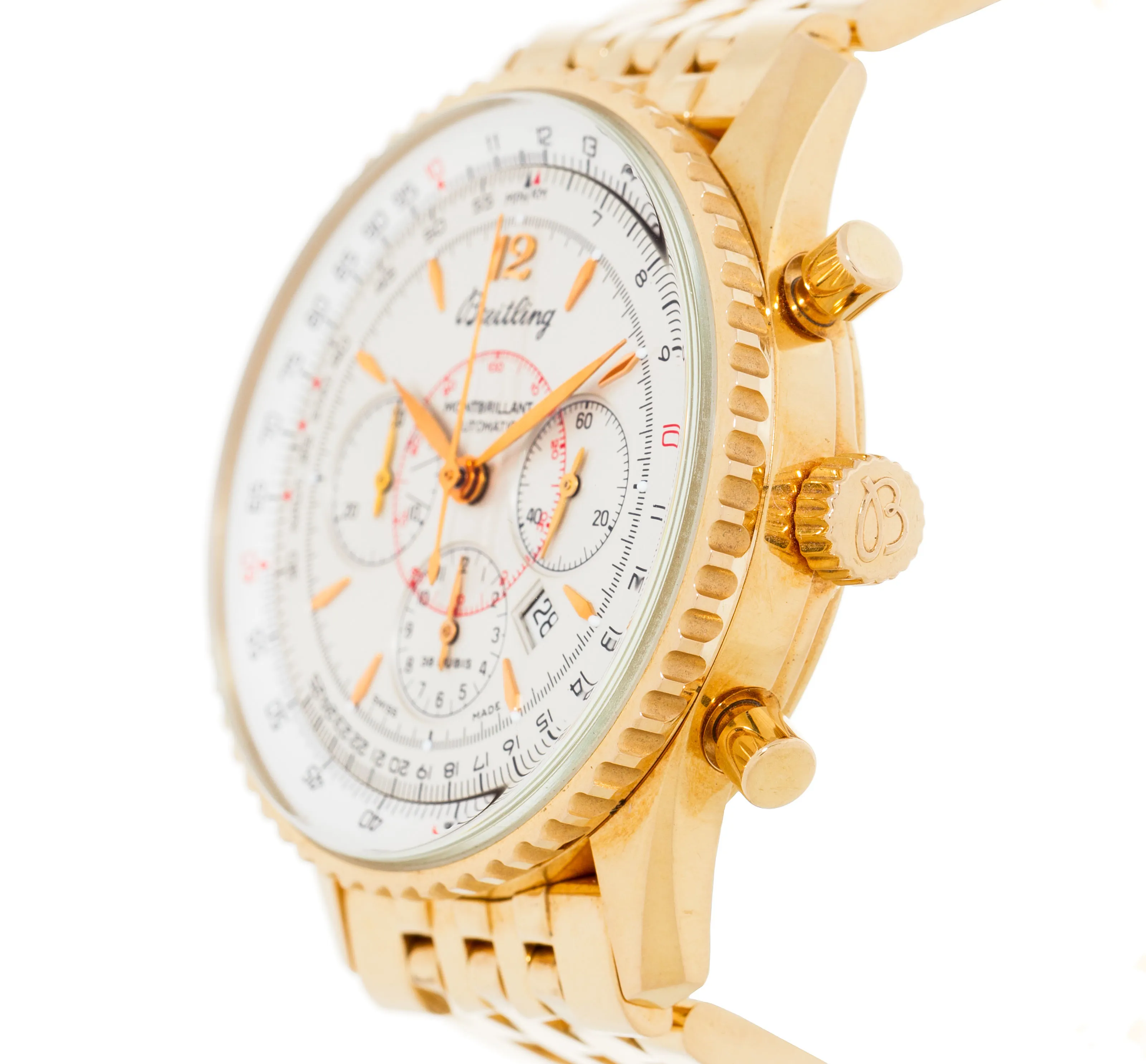 Breitling Montbrillant H41330 38mm Yellow gold White 1