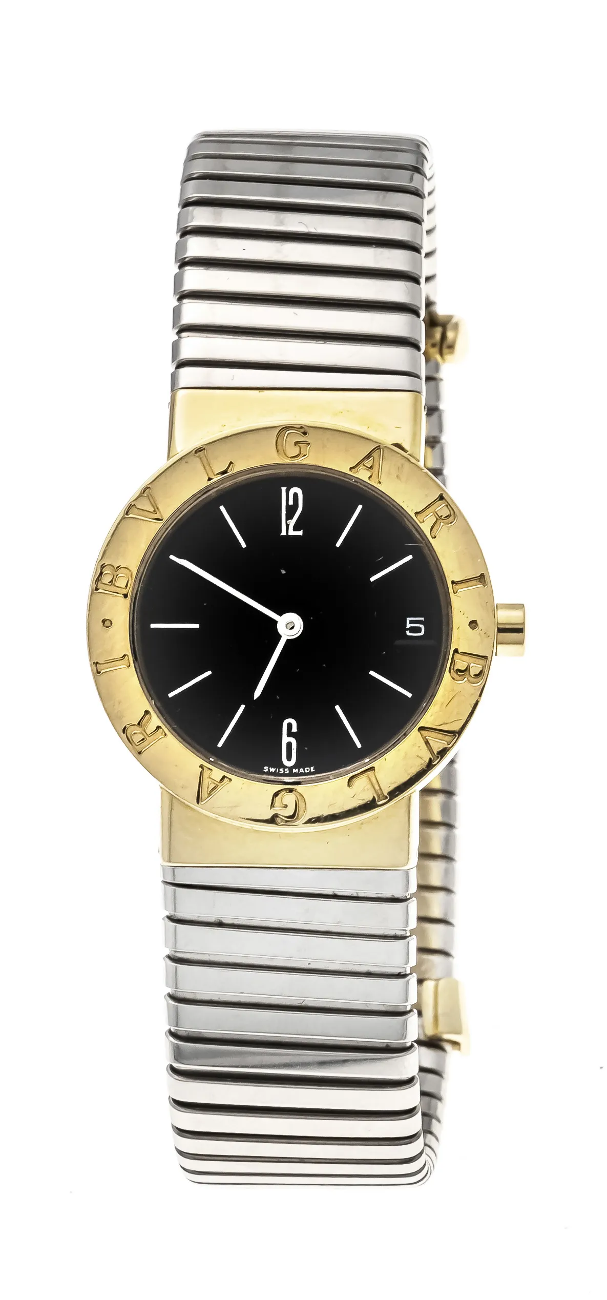 Bulgari Tubogas BB30 GSCD 30mm Yellow gold and Stainless steel Black