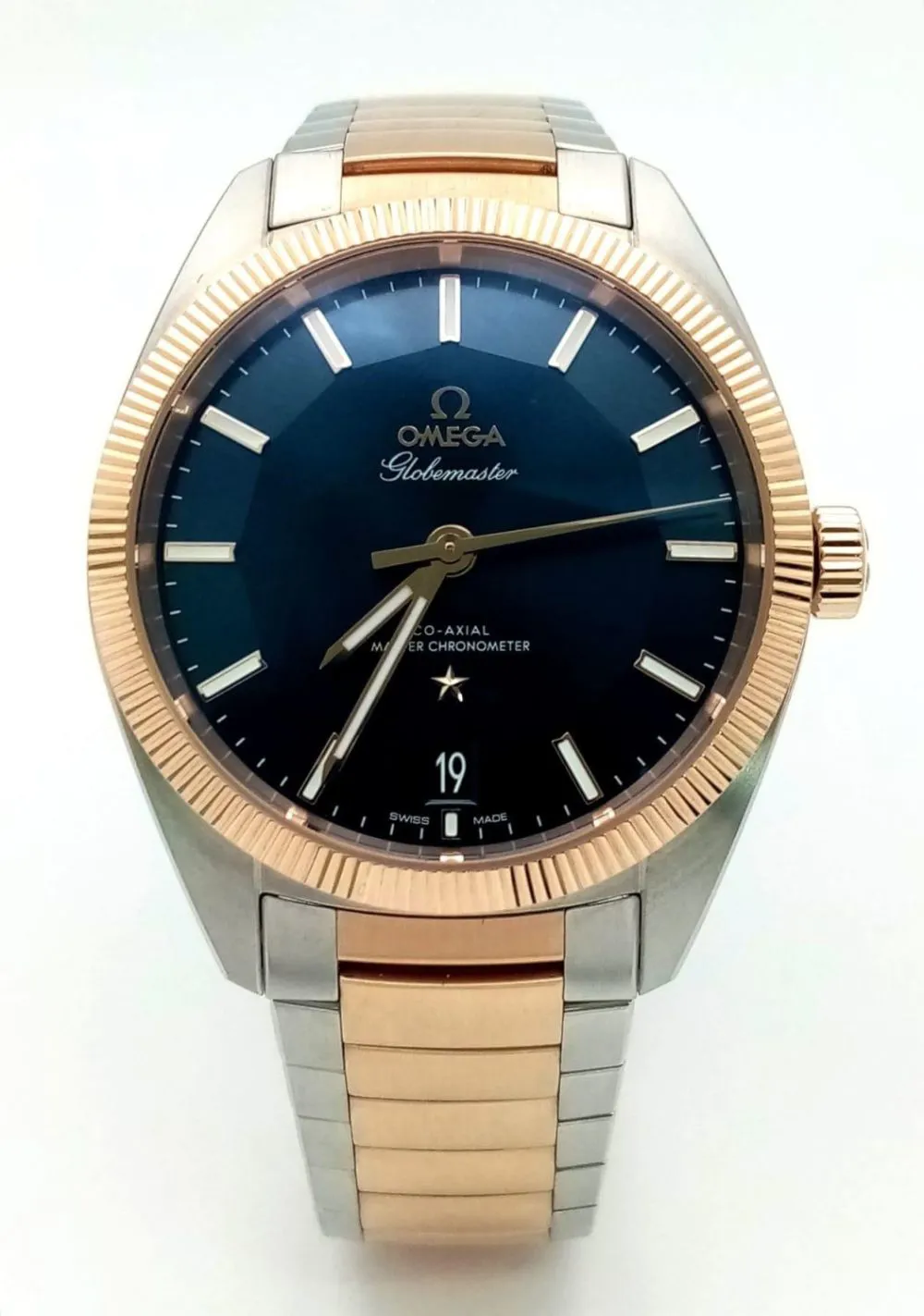 Omega Globemaster 39mm Yellow gold and Stainless steel Blue