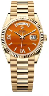 Rolex Day-Date 128238-0088 Yellow gold Orange