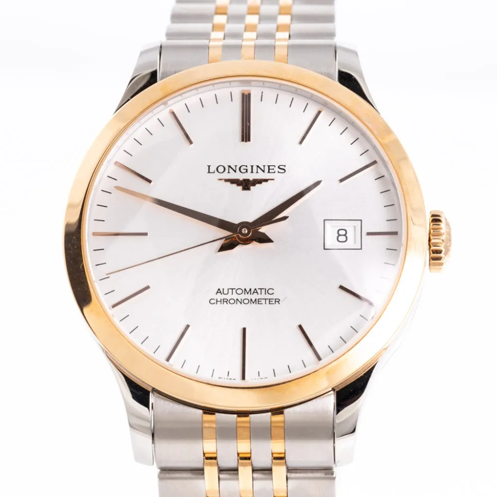 Longines Record L28205727 38.5mm Stainless steel and Gold-plated Silver