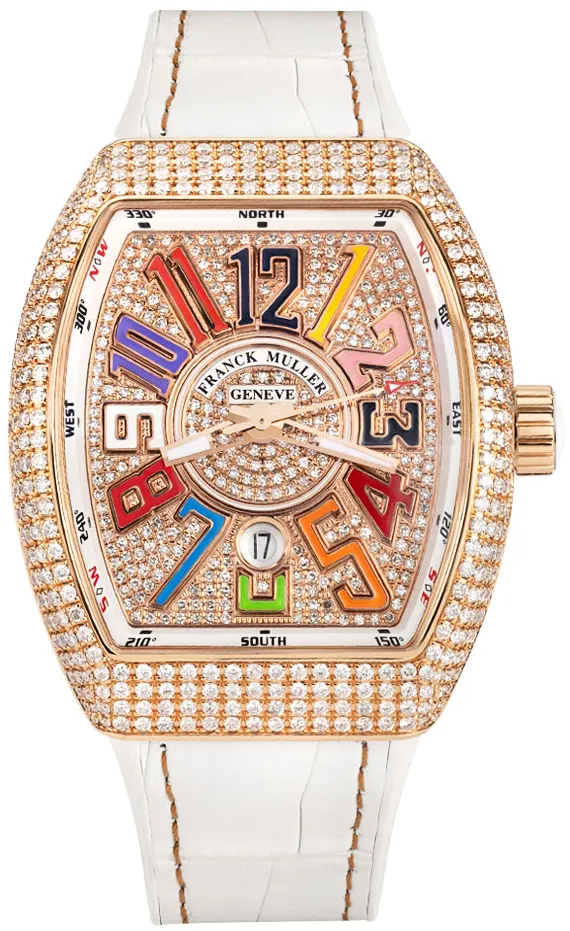 Franck Muller Vanguard V 45 SC DT 32mm Rose gold Diamond