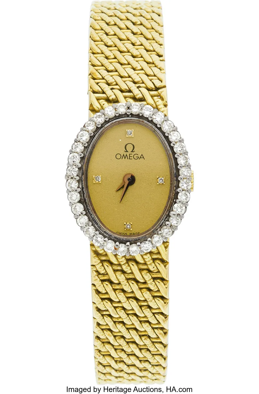 Omega 1450 19mm Yellow gold and diamond-set Gold