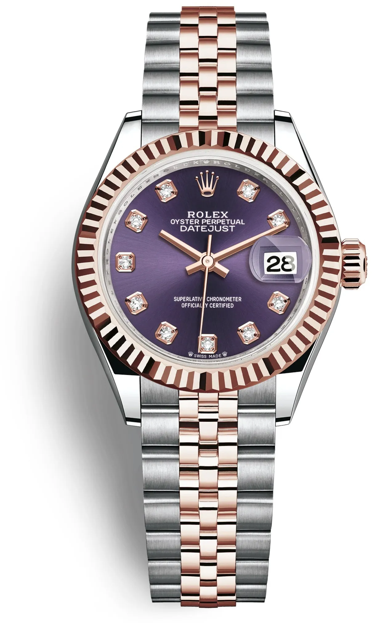 Rolex Lady-Datejust 279171-0015 28mm Rose gold and steel •