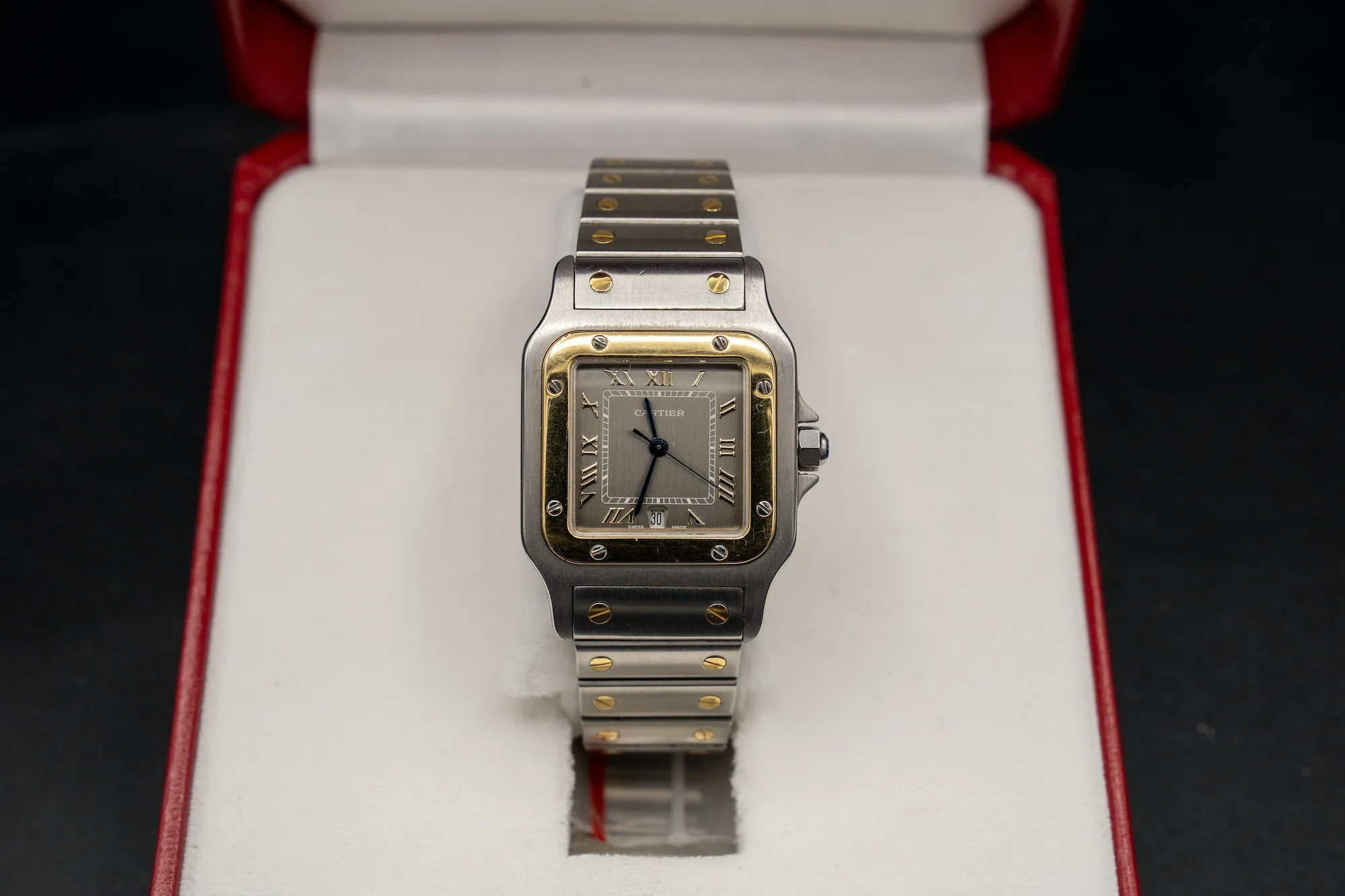 Cartier Santos Galbée 1566 28mm Yellow gold and Stainless steel Slate grey 13