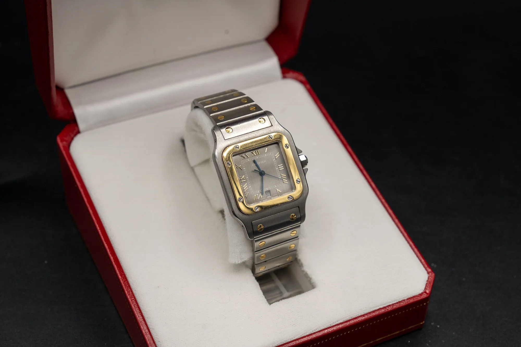 Cartier Santos Galbée 1566 28mm Yellow gold and Stainless steel Slate grey 14