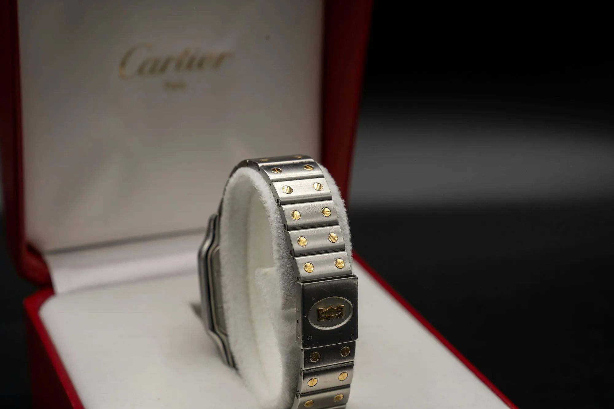 Cartier Santos Galbée 1566 28mm Yellow gold and Stainless steel Slate grey 16