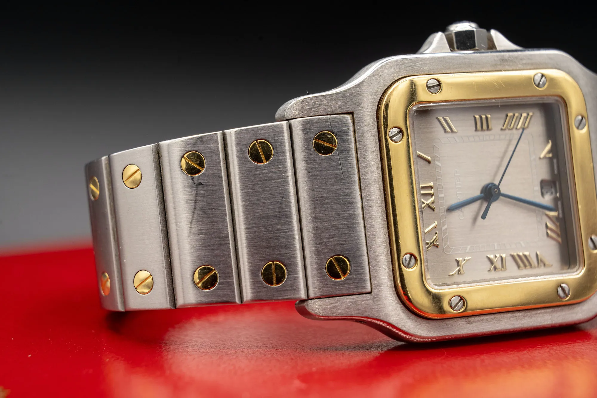 Cartier Santos Galbée 1566 28mm Yellow gold and Stainless steel Slate grey 10