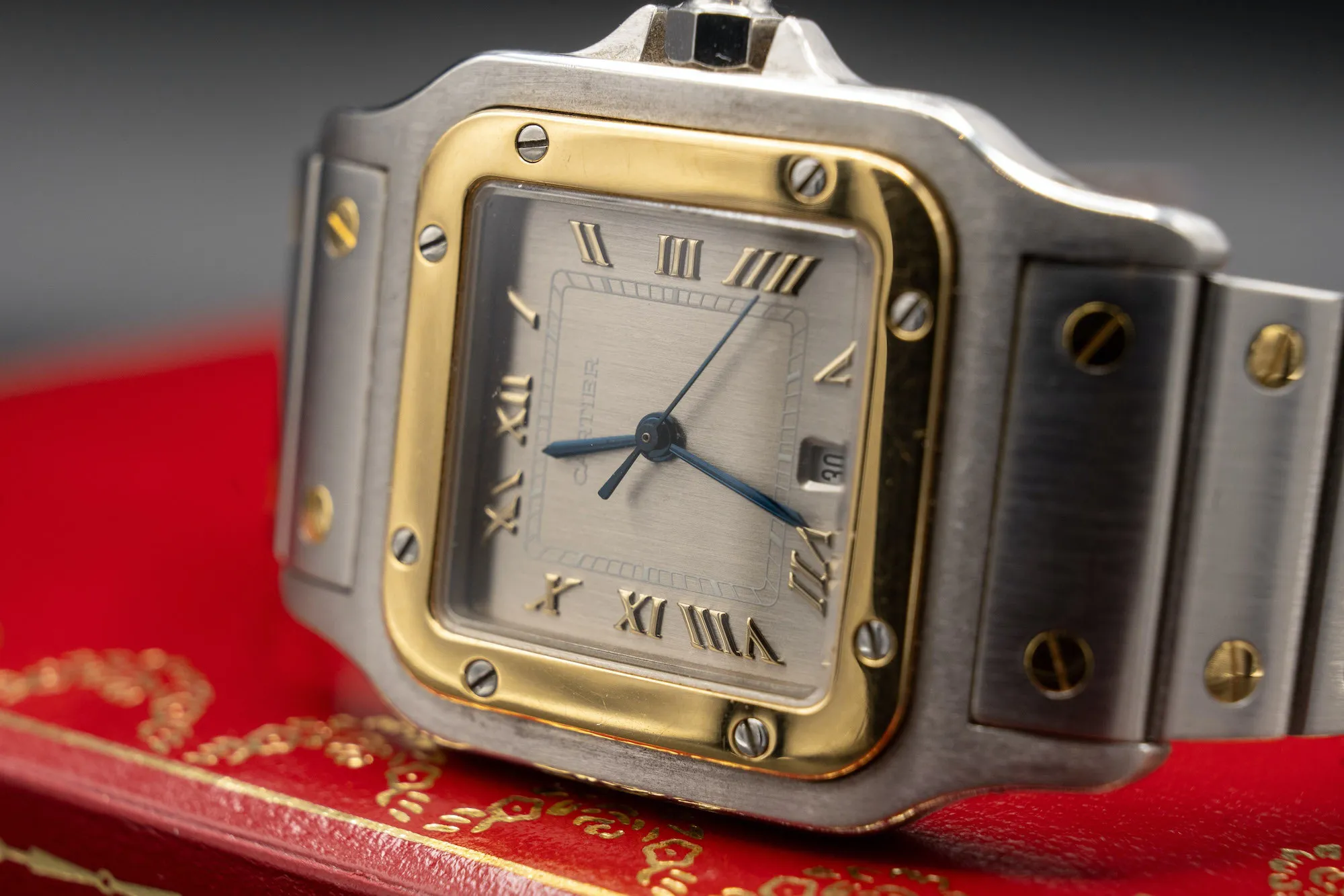 Cartier Santos Galbée 1566 28mm Yellow gold and Stainless steel Slate grey 9