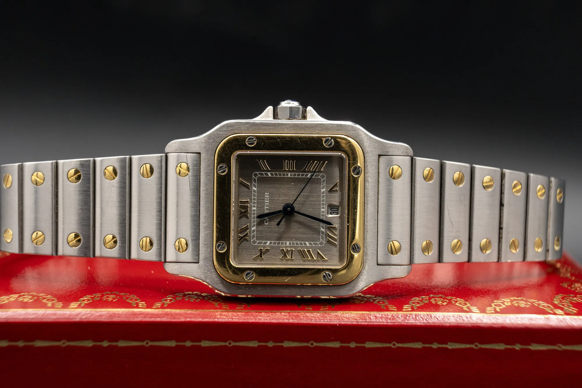 Cartier Santos Galbée 1566 28mm Yellow gold and Stainless steel Slate grey 8