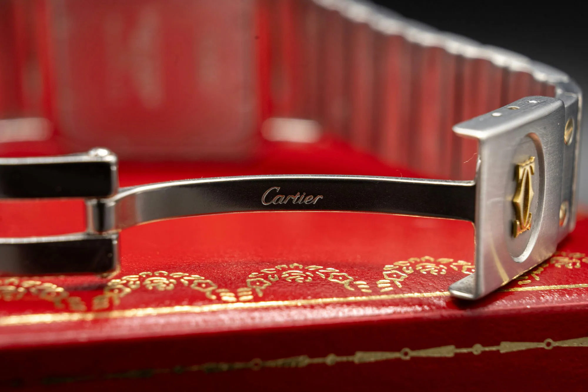 Cartier Santos Galbée 1566 28mm Yellow gold and Stainless steel Slate grey 2