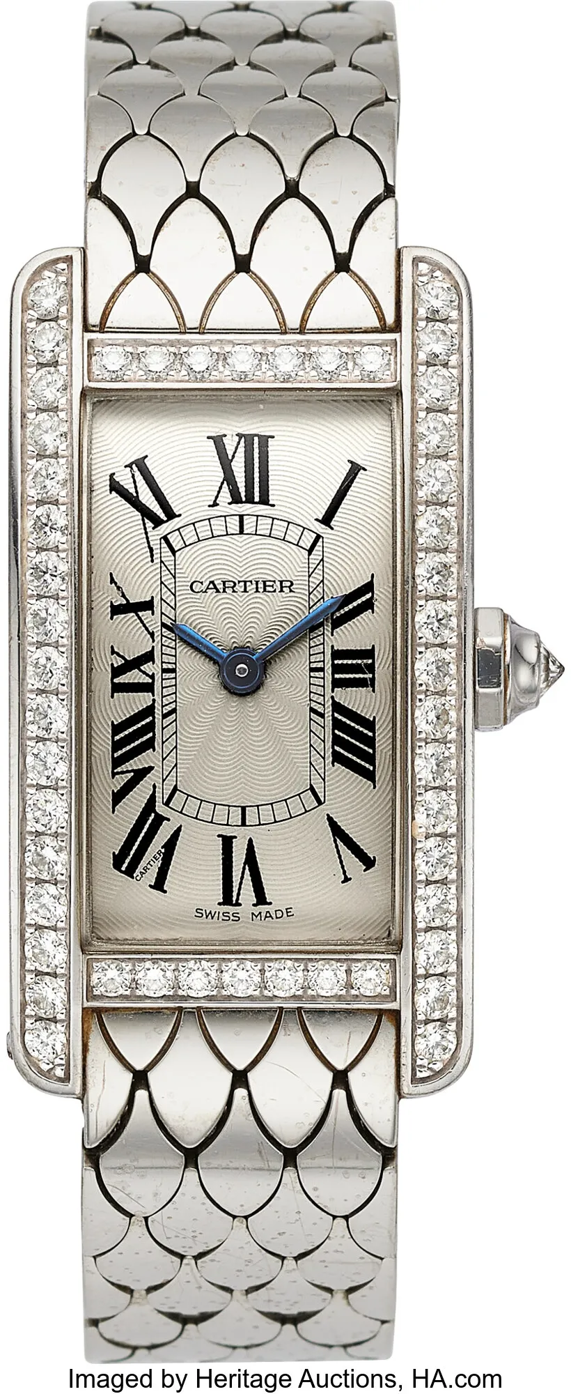 Cartier American Tank 19mm White gold and Diamond White