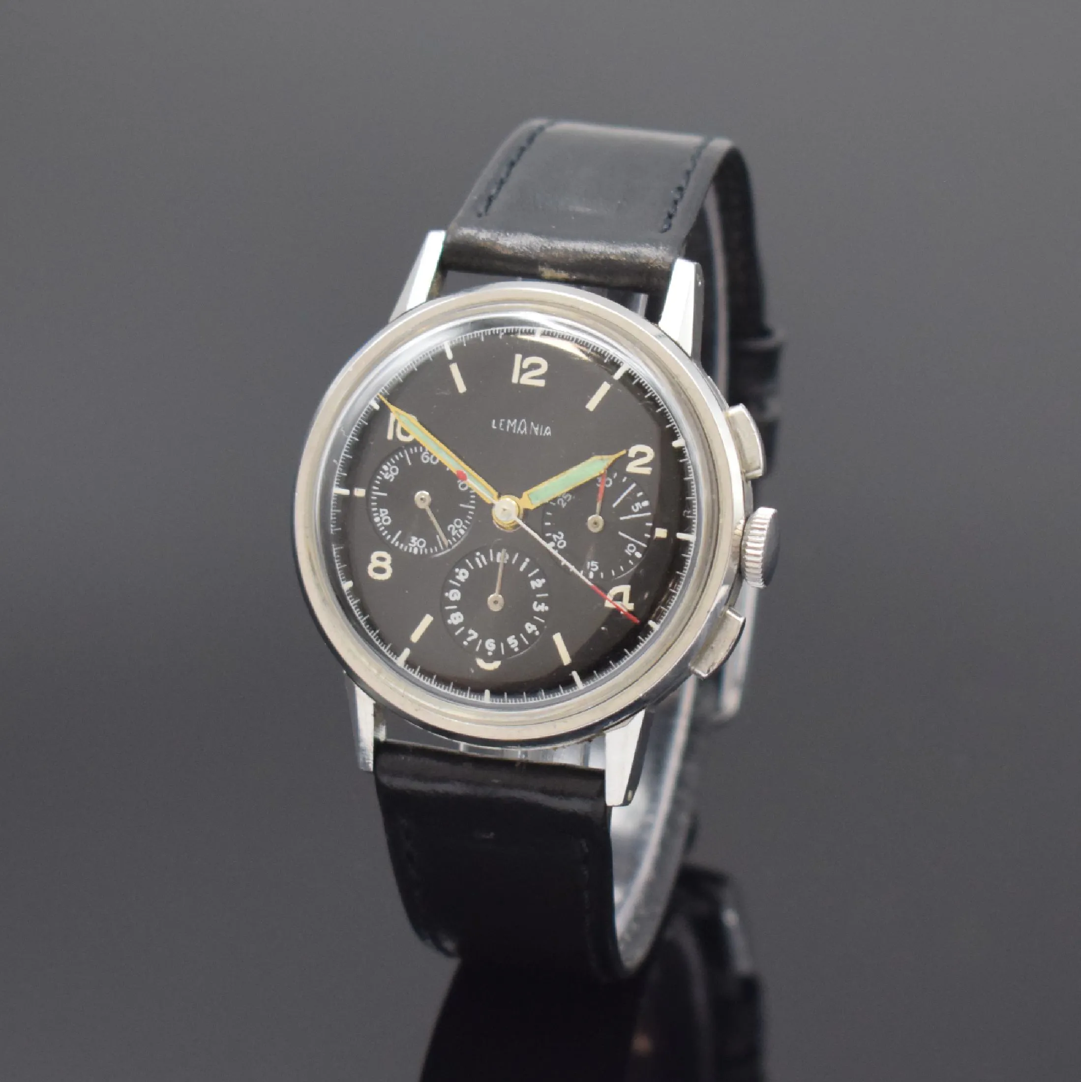 Lemania 35mm Stainless steel Black