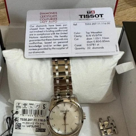 Tissot Couturier T035.207.11.116.00 34mm Stainless steel White