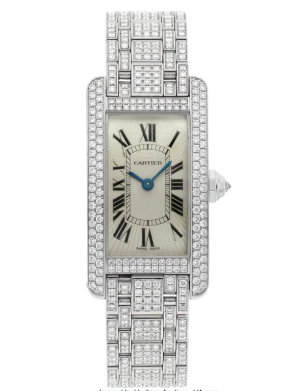 Cartier Tank Américaine Italy 2489 34mm White gold and diamond-set Cream