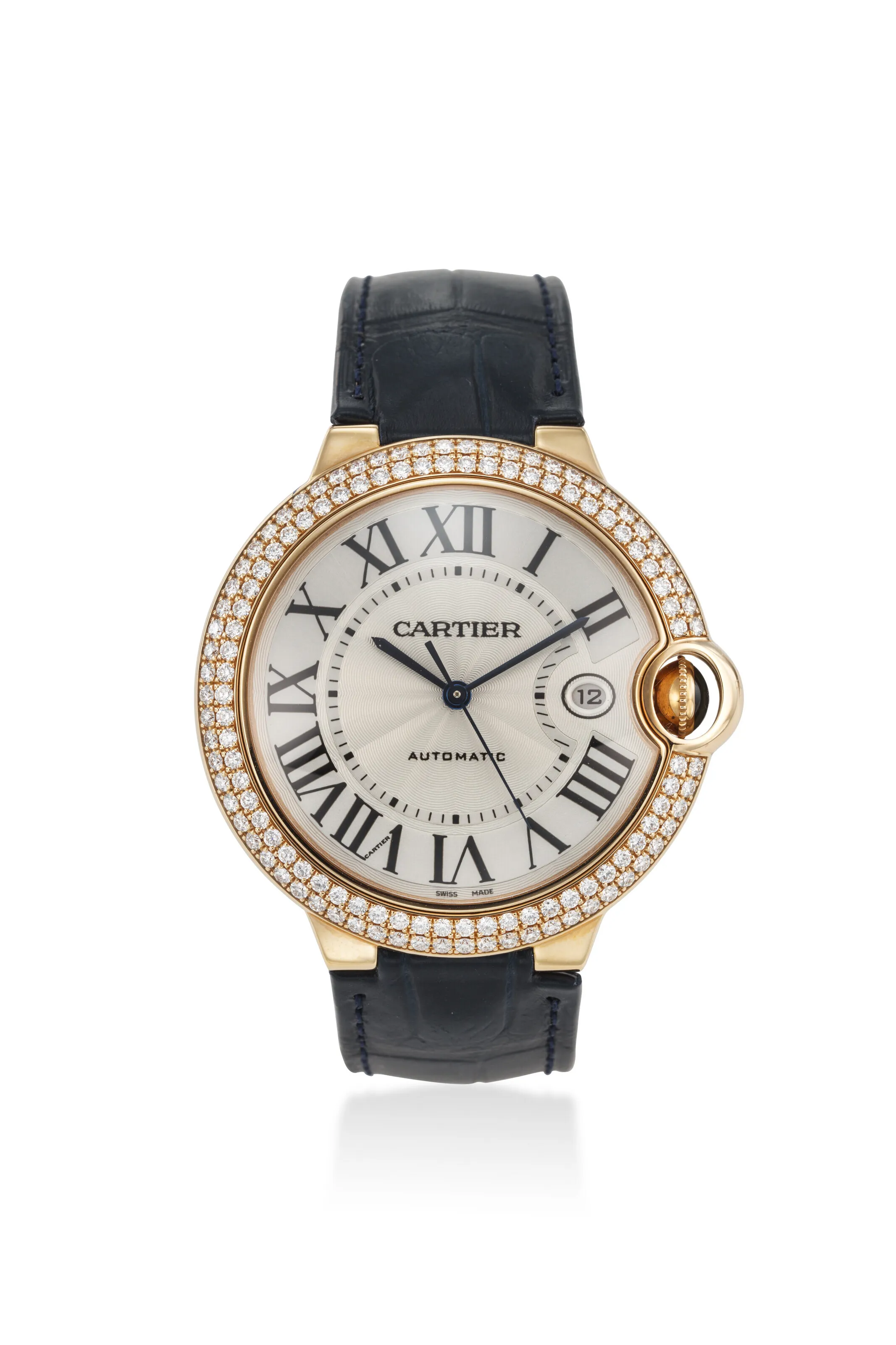 Cartier Ballon Bleu 2999 42mm Rose gold and Diamond Silver