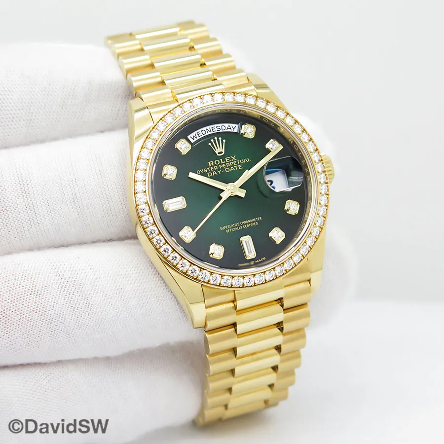 Rolex Day-Date 36 128348RBR 36mm Yellow gold Green ombrè