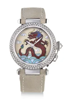 Cartier Pasha 2495 White gold and Diamond Cloisonné