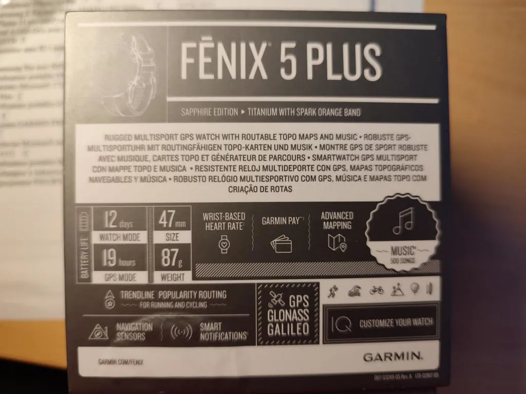 Garmin Fenix 5 Plus Titanium Black 1