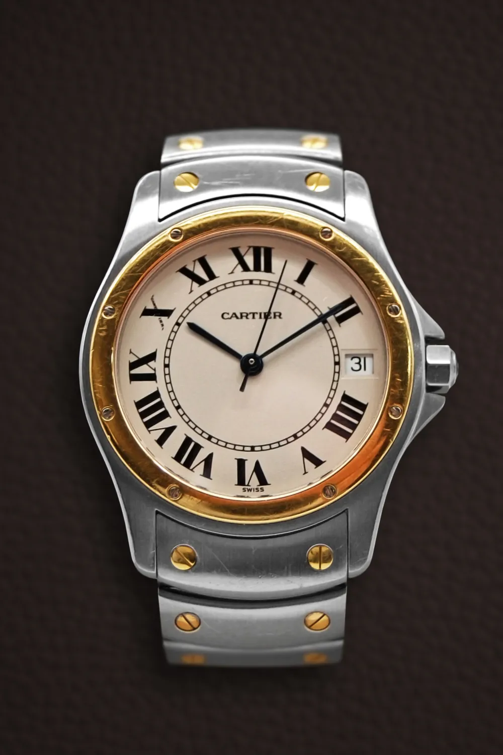 Cartier Santos 1910 33mm Yellow gold and Stainless steel White