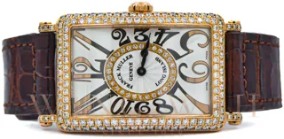 Franck Muller Long Island 950 QZ D Rose gold Silver with with rose gold arab numerals and diamonds