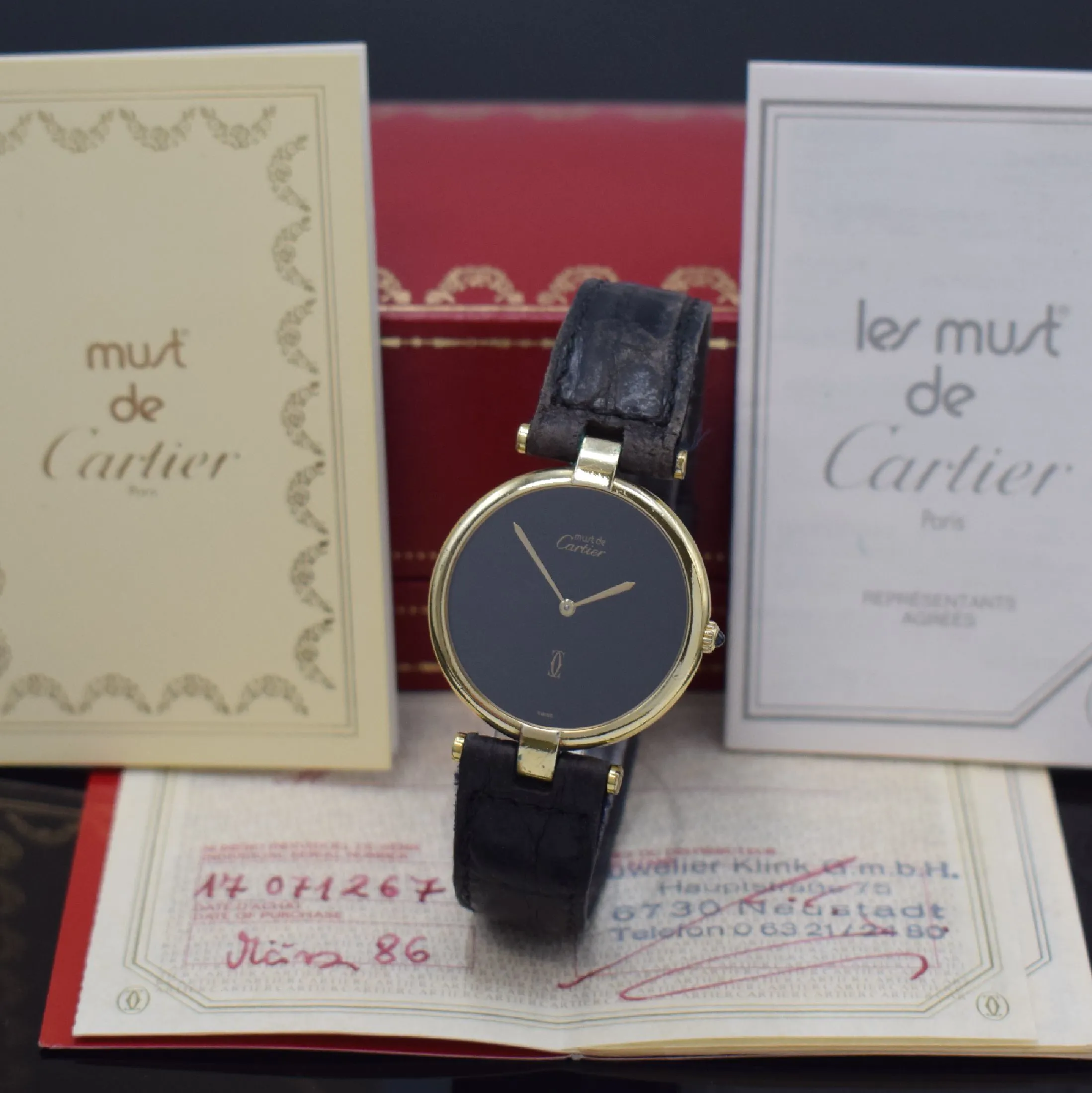 Cartier Vendôme 30mm Gold-plated sterling silver Black