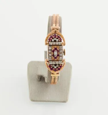 Mishler Co. 15mm Red gold, ruby and diamond