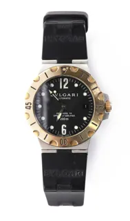 Bulgari Diagono SD38SG Yellow gold and Stainless steel Black