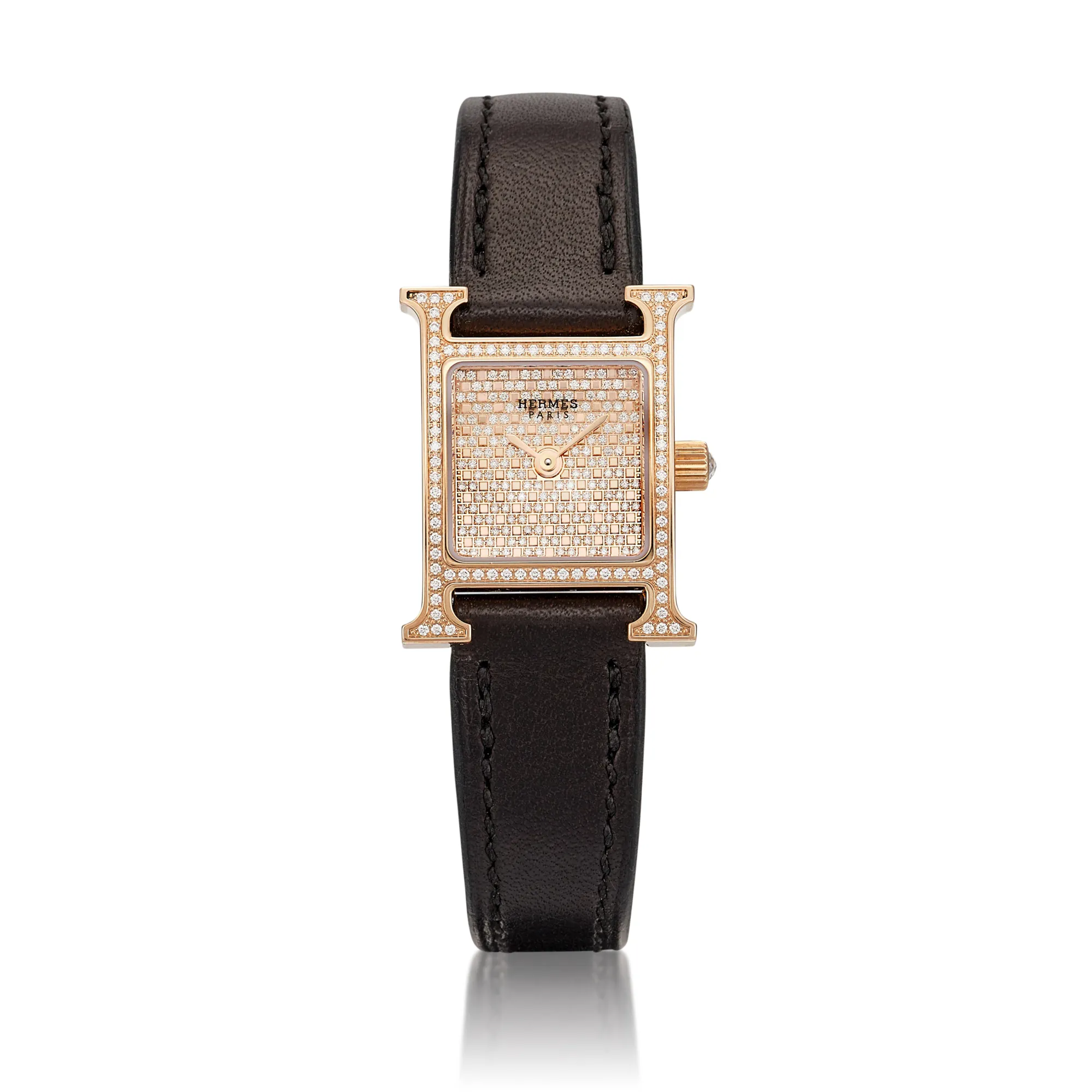 Hermès Heure H HH1.73A 17mm Rose gold Diamond