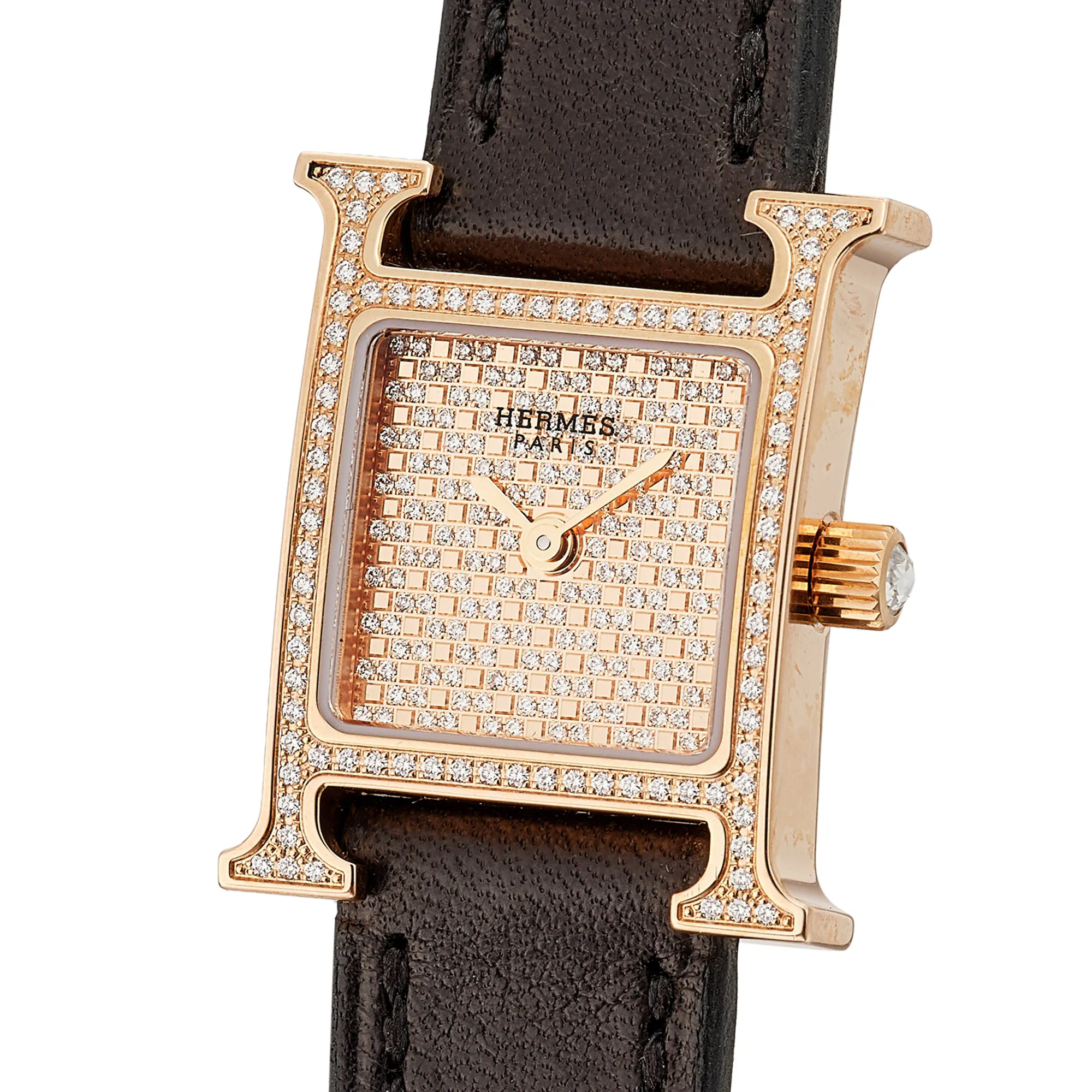 Hermès Heure H HH1.73A 17mm Rose gold Diamond 1