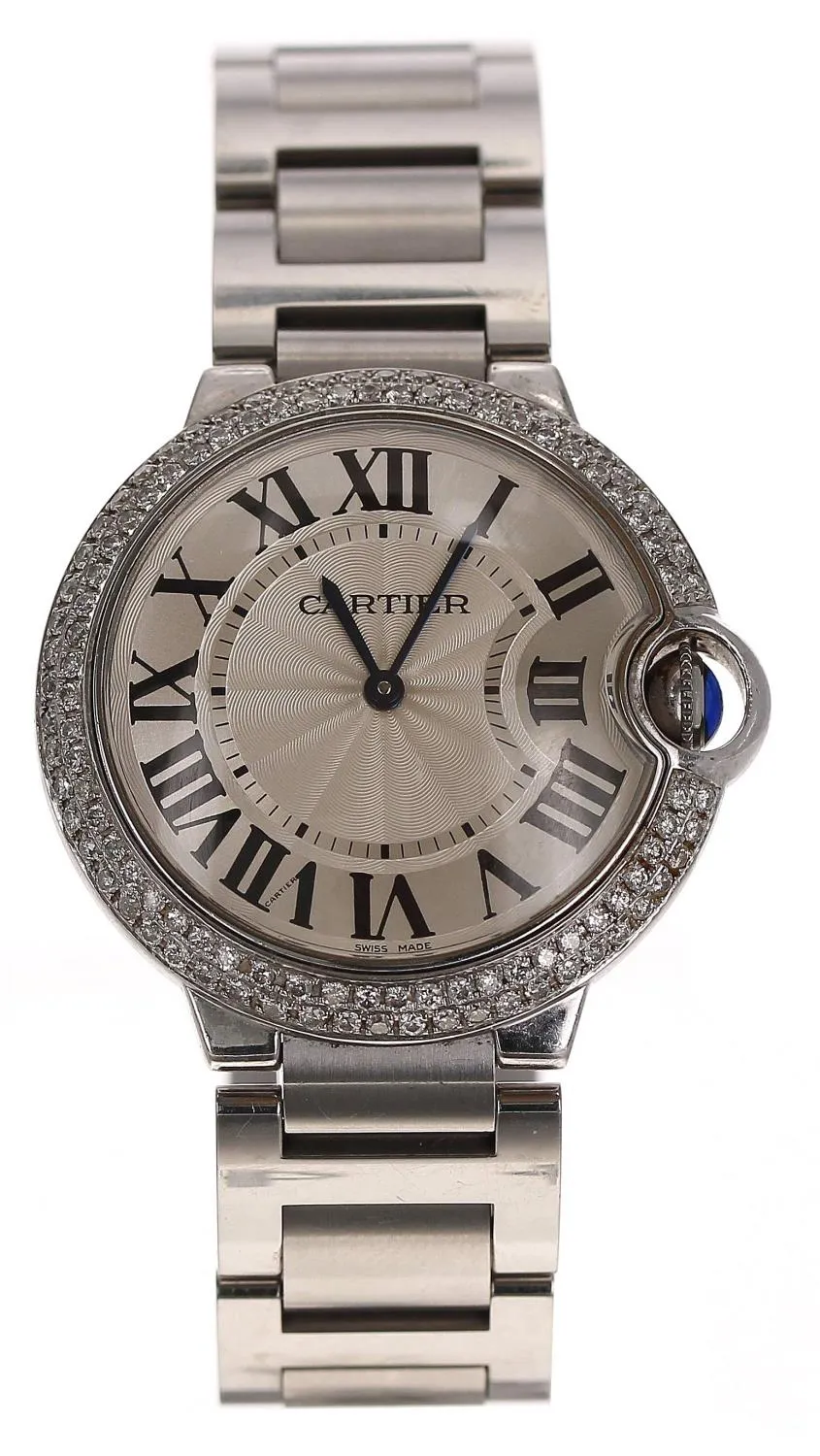 Cartier Ballon Bleu 3005 38mm Stainless steel and Diamond Silver