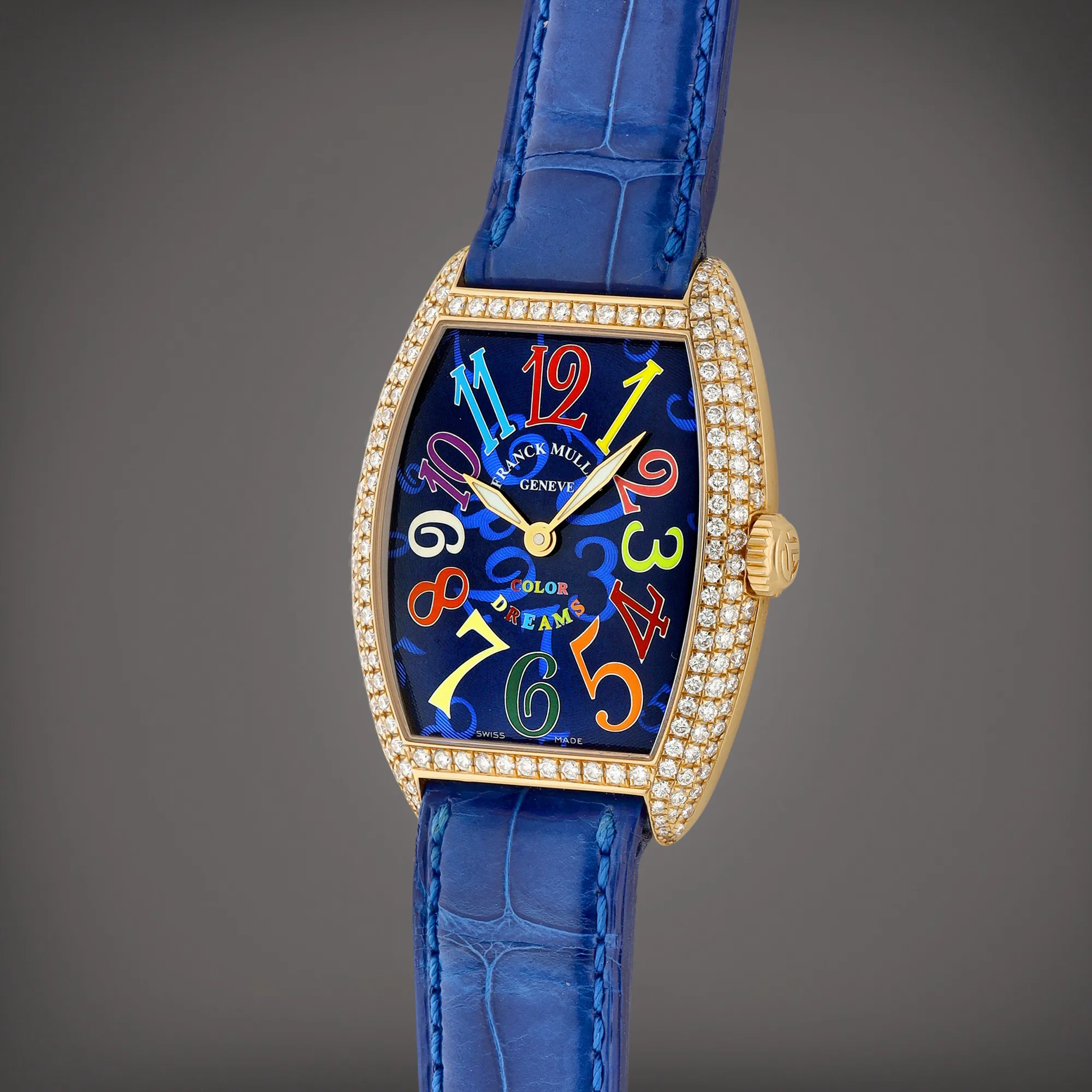 Franck Muller Color Dreams 7502 QZ D 38.5mm Yellow gold and Diamond Blue 4