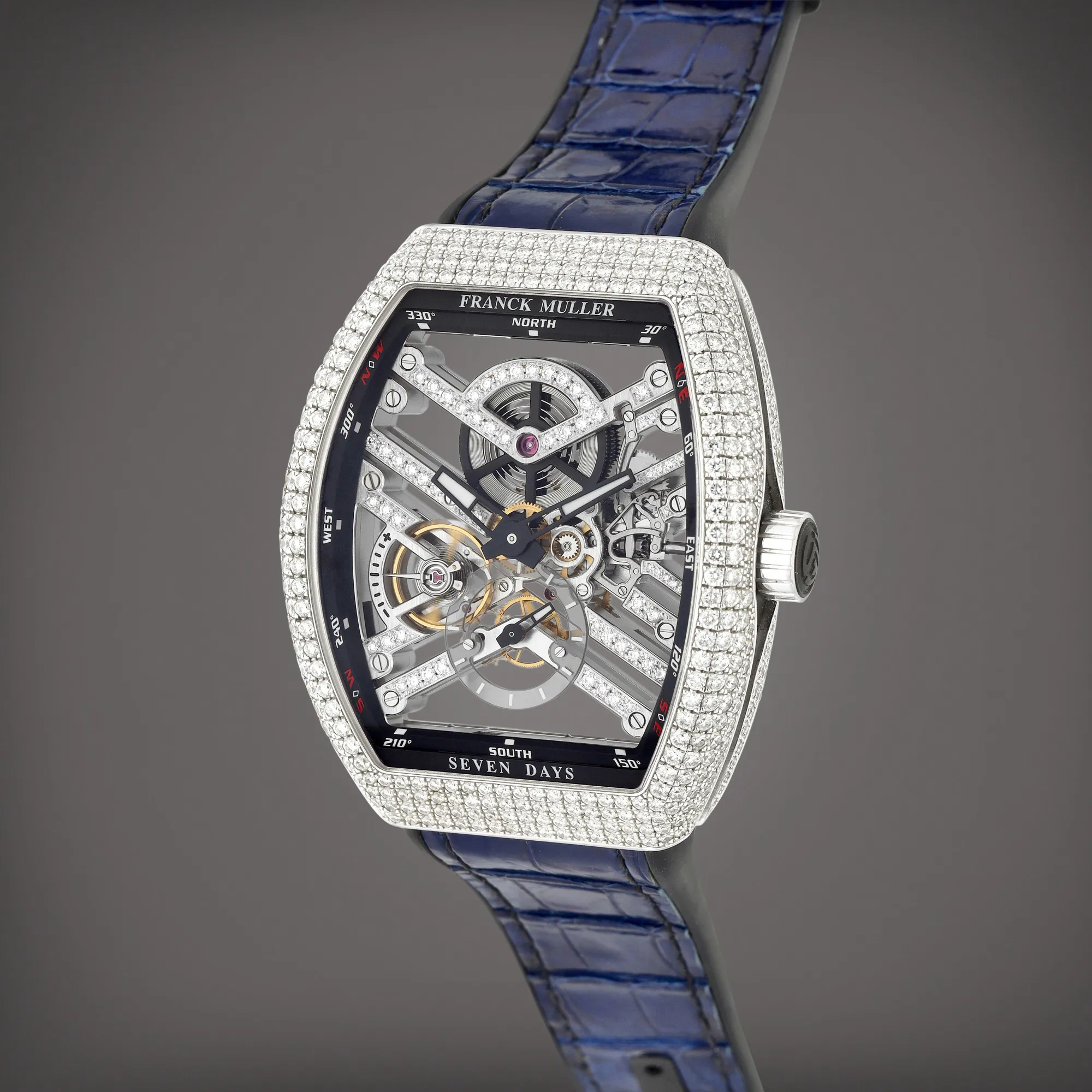 Franck Muller Vanguard V 45 S6 SQT D MVT D OG NR 53.5mm White gold and Diamond Skeletonized 1