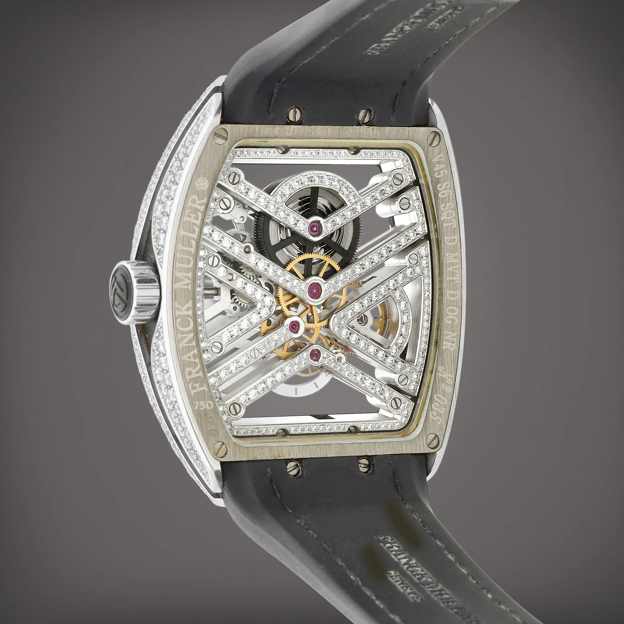 Franck Muller Vanguard V 45 S6 SQT D MVT D OG NR 53.5mm White gold and Diamond Skeletonized 4