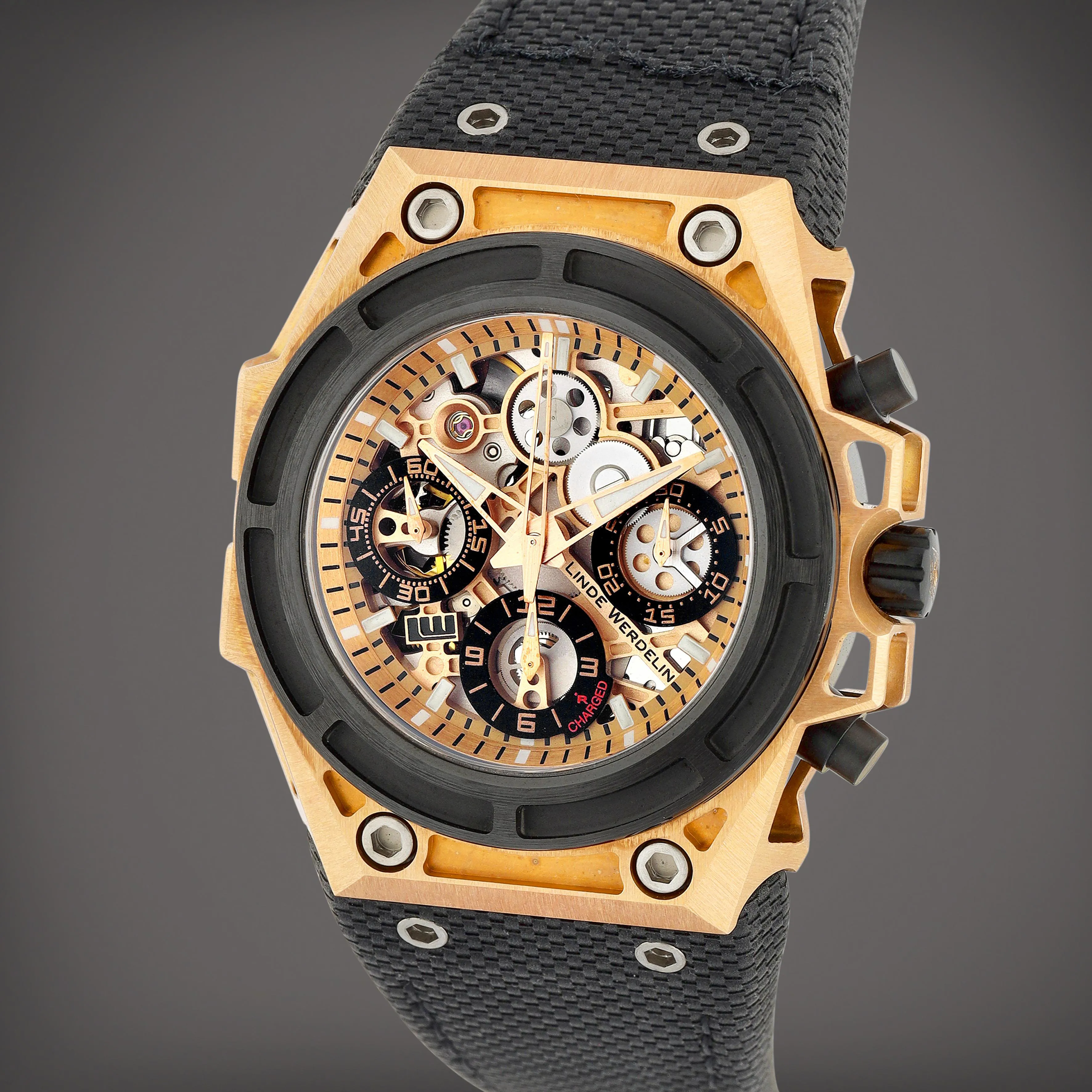 Linde Werdelin SpidoSpeed 46mm Rose gold and Titanium and Black DLC Semi-skeletonized 1