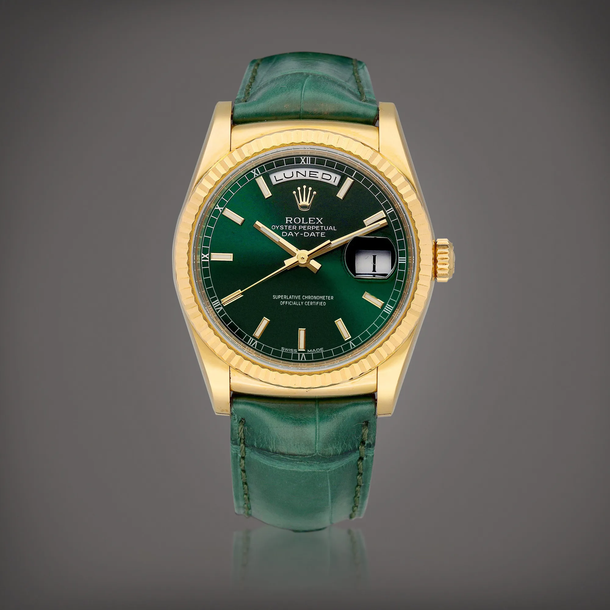 Rolex Day-Date 36 118138 36mm Yellow gold Green