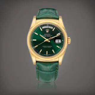 Rolex Day-Date 36 118138 Yellow gold Green