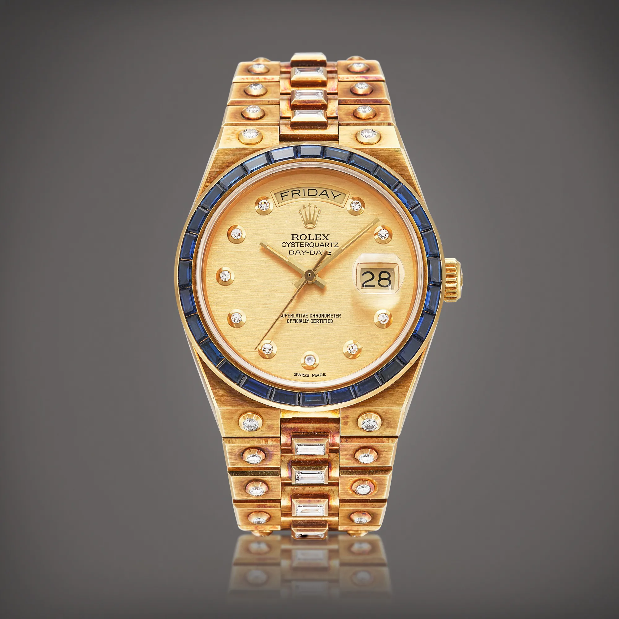 Rolex Day-Date Oysterquartz 19168 36mm Yellow gold and Diamond Gilt