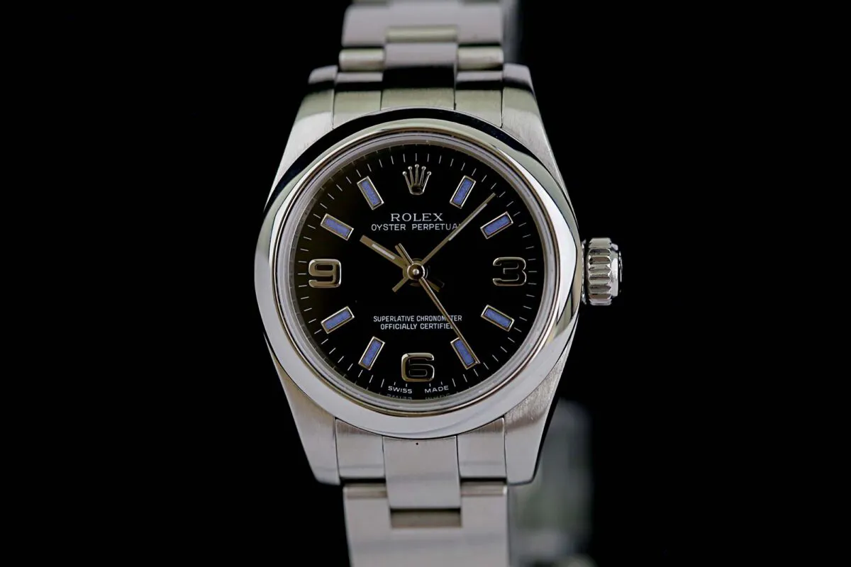 Rolex Oyster Perpetual 26 176200 17mm Stahl Schwarzes 2