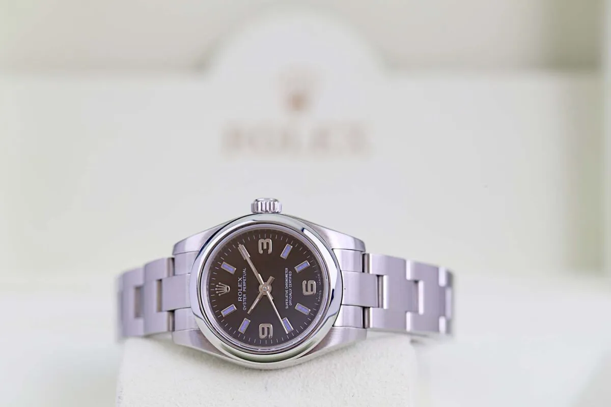 Rolex Oyster Perpetual 26 176200 17mm Stahl Schwarzes 8